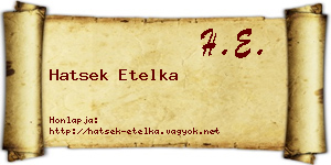 Hatsek Etelka névjegykártya